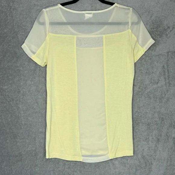 Charming Charlie S Small Shirt Top‎ Yellow Solid Short Sleeve Scoop Neck - Picture 4 of 6